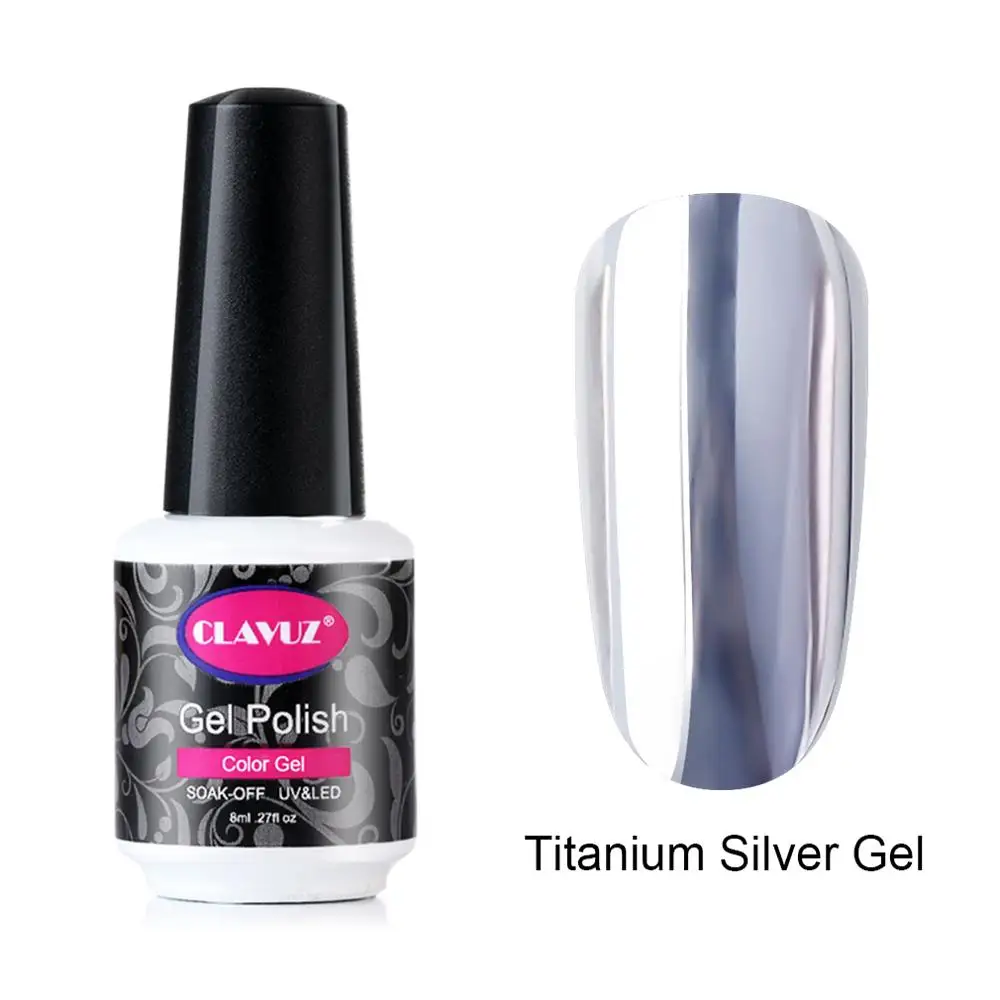 Titanium Sliver Gel CLAVUZ 10 мл Платина+ металлик+ Титан серебряный эффект лак для ногтей длинный последний лак гель лак салон маникюр - Цвет: Titanium Sliver Gel