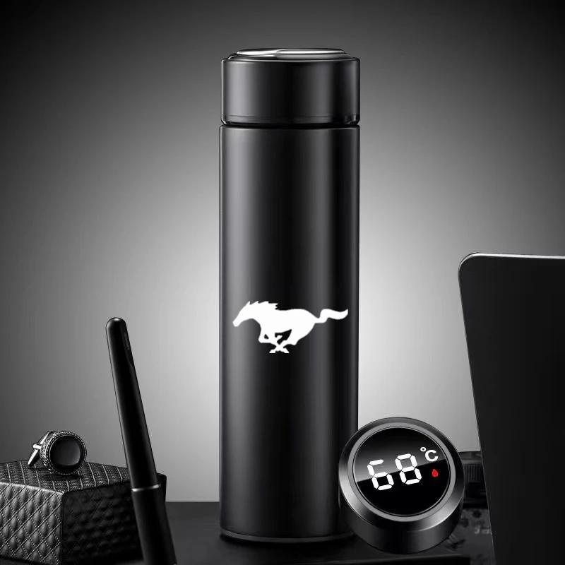 

For Mustang GT SHELBY Led Digital Temperature Display Stainless Steel Insulation Mugs Intelligent Thermo Cups