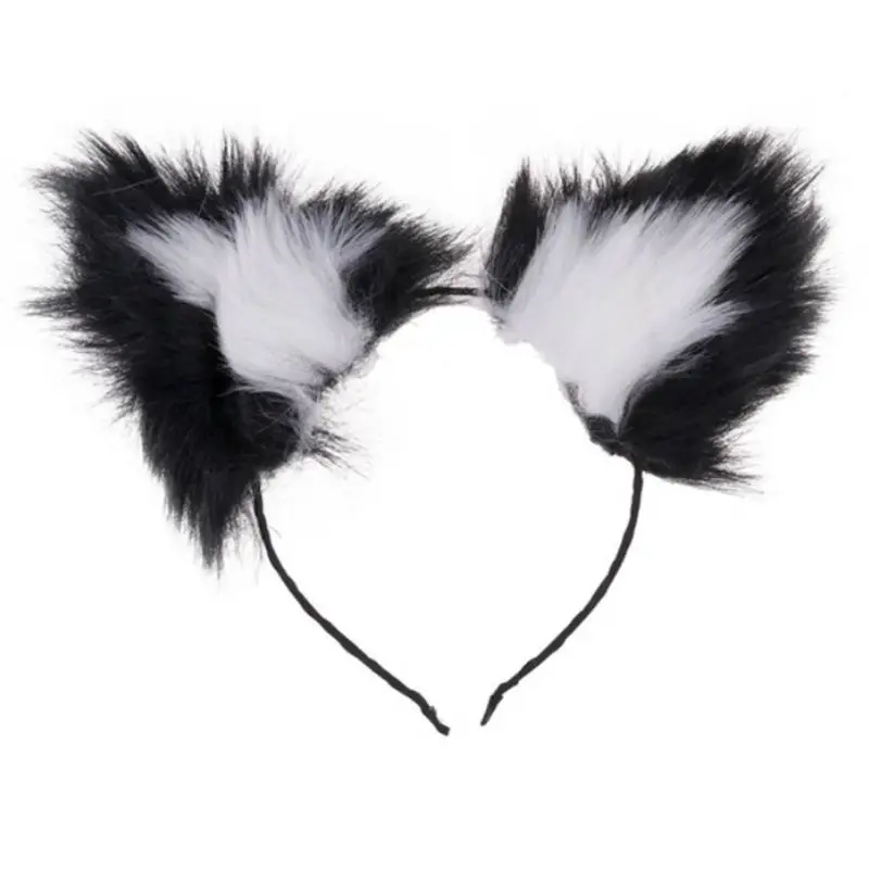 

Womens Sexy Cosplay Costume Wild Animal Tail Butt Plug Plush Cat Ears Hair Hoop Q6PB