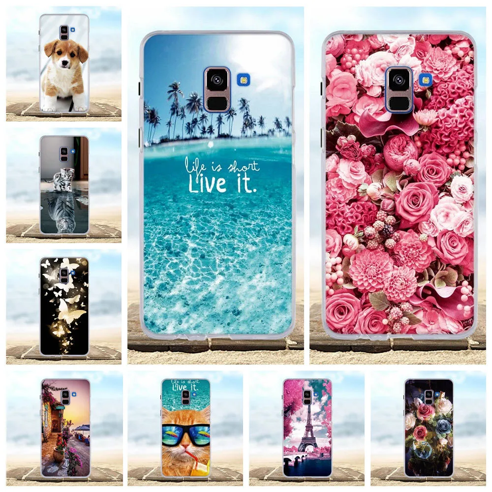 Чехол для Samsung A8 Plus Мягкая силиконовая задняя крышка из ТПУ милый розовый