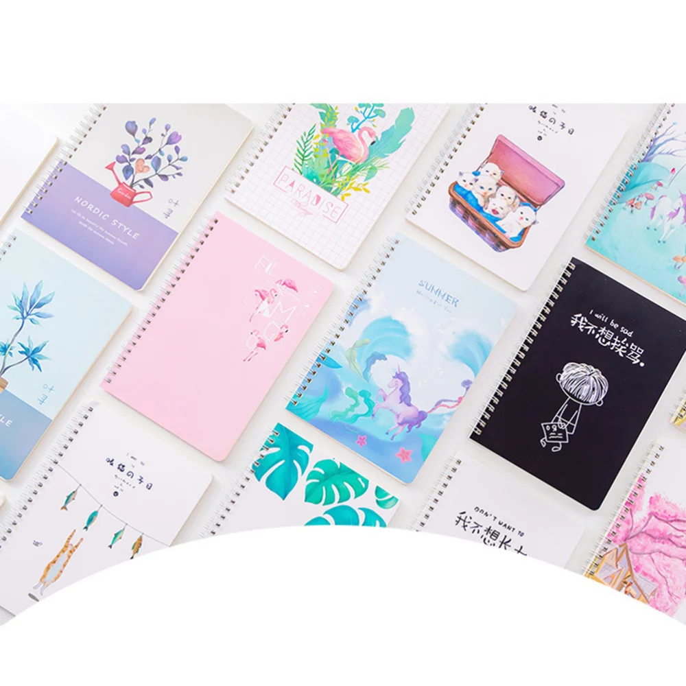 

4PCS A5 Small Fresh Coil Book Loose-leaf Notebook Pocket Notepad Office School Supplies Stationery (4 Models Are Issued