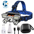 Прямая поставка, 5 светодиодов со встроенным аккумулятором 18650, USB перезаряжаемый портативный фонарик, фонарь, налобный фонарь для кемпинга на открытом воздухе