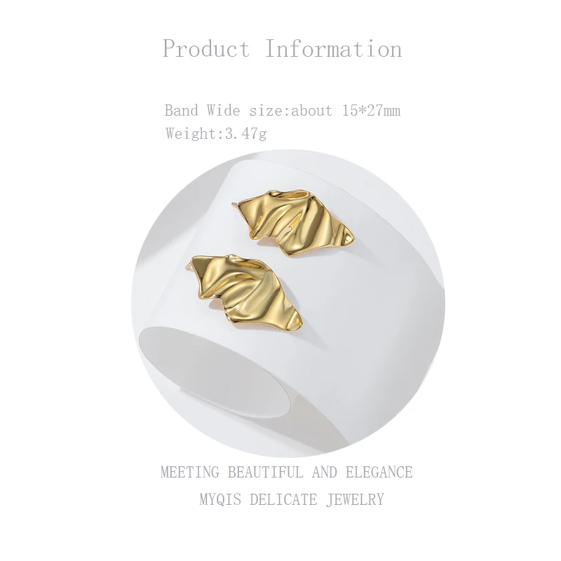 

Korean Irregular Fold Stud Earring 18k Gold Pendientes Stamp S925 Earrings Set For Women Girl 2021 Trend Jewelry Office 2019