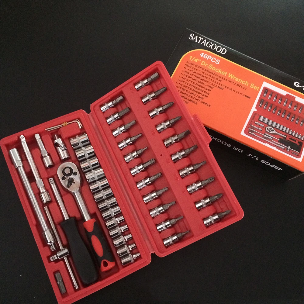 

Hand Tool Socket Wrench Set Chrome Steel Ratchet Wrench Kit Car Repairing Universal Socket Spanner Auto Repairing Tool Set