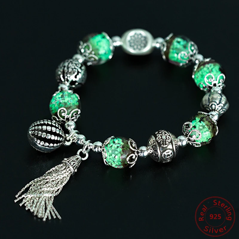 Элегантный браслет из стерлингового серебра 100% пробы в винтажном стиле с