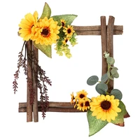 artificial sunflowers wreath square shape wreath frame for front door indoor outdoor wall window wedding home decoration