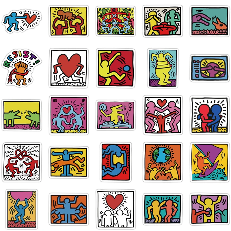 10/30/50Pcs Keith Funny Cartoon Graffiti Sticker Waterproof Fridge Guitar Laptop Motorcycle Skateboard Joke Decal Classic Toy - купить по