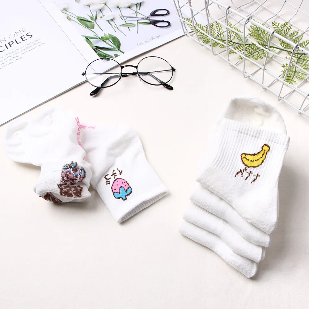 Хлопковые носки с фруктовым дизайном для девочек Женские повседневные