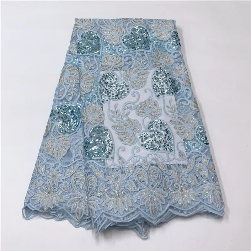 

Embroidery African Mesh Lace Fabrics Sequins Lace Fabrics Flower Pattern Sequence Laces Fabric for Nigerian Net Lace