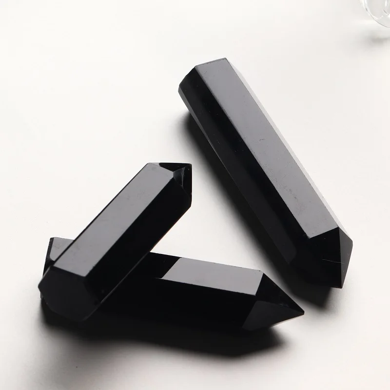 

1 шт., натуральный кристалл обсидиан, шестиугольная удочка, кристаллическое точечное минеральное украшение, современное домашнее украшение...