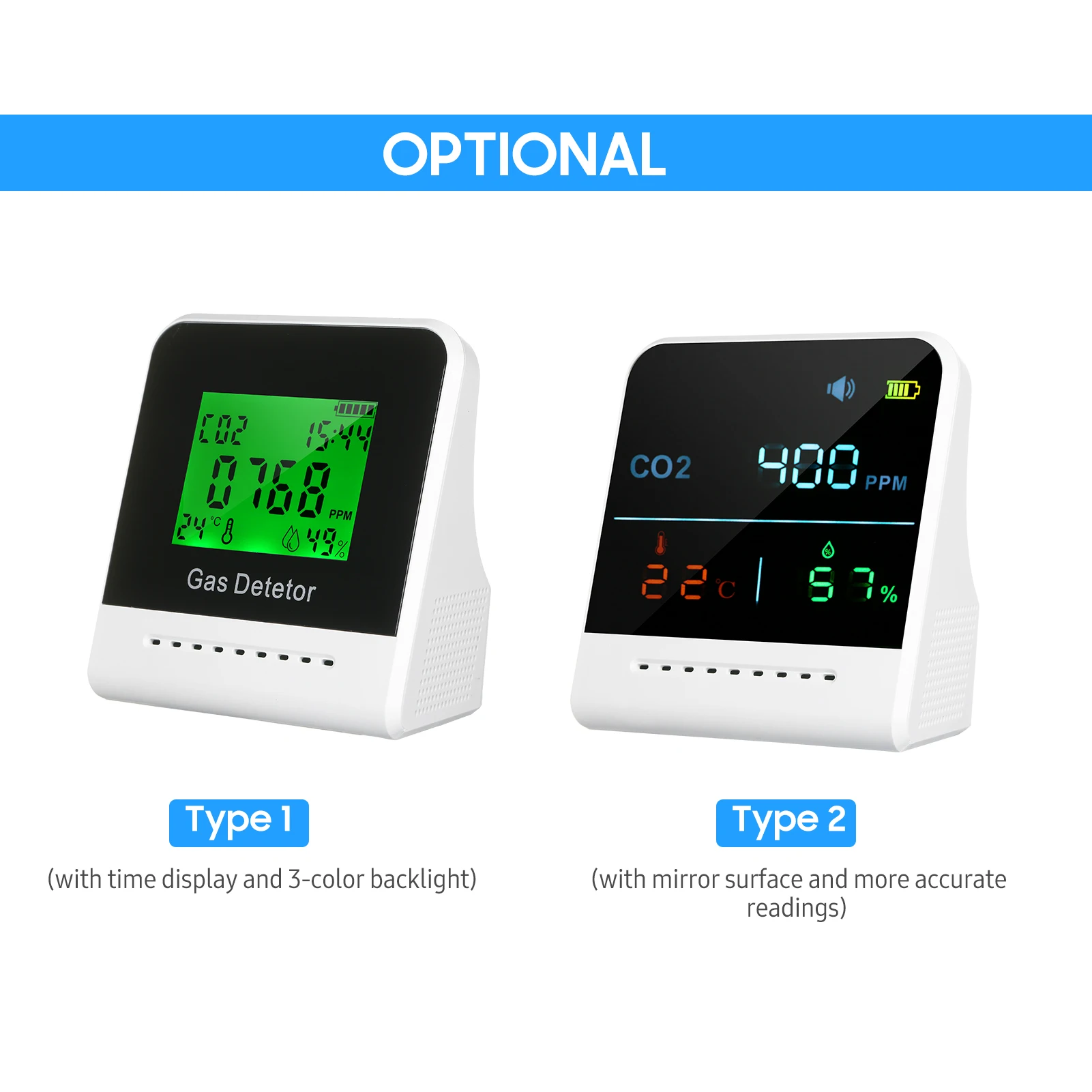 Детектор сигнала тревоги CO2 с ЖК-дисплеем измерение температуры и влажности 1000 мА