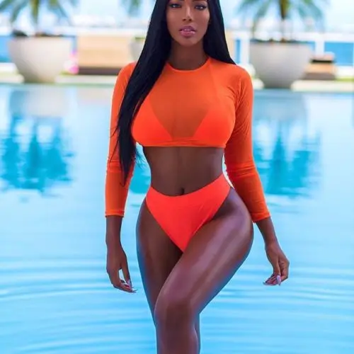 

New Hot Sale Sexy 3PCS Women Push-up Padded Bra Bandage Bikini Set Swimsuit Sheer Swimwear Bathing Beach Swimming Bikini Set