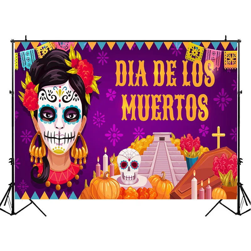 NeoBack День мертвых фон сахарная женщина череп фотография Фон Dia DE Los Muertos платье-вверх вечерние фотографии фон