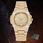 Ледяные хип-хоп шикарные бриллиантовые часы мужские золотые часы из нержавеющей стали мужские деловые кварцевые часы женские водонепроницаемые Relogio Masculino