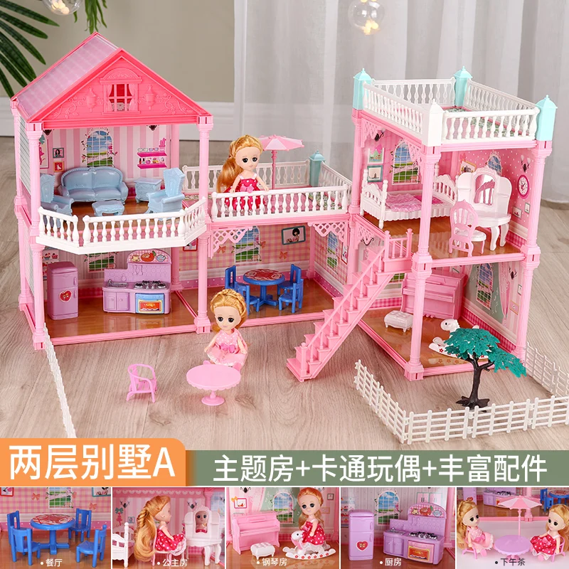 

DIY Princess Doll House Assembly Stairs Villa Fairy Garden Fairy Doll House Furniture Set Girls Domek Dla Lalek Kids Toys DG50DH