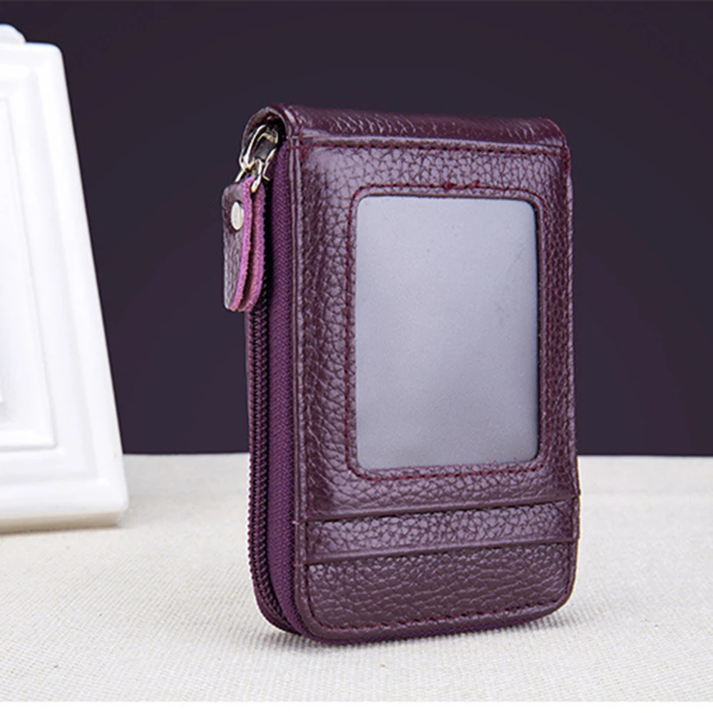 New Women's Leather Bank Card Wallet Multi-card Slot Package Credit Holder Case Short Purse Mini Clutch Zipper Bag |
