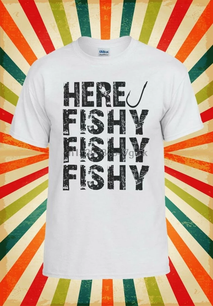 Здесь рыба Рыбалка Охота крутая мужская женская майка унисекс футболка 1598 |