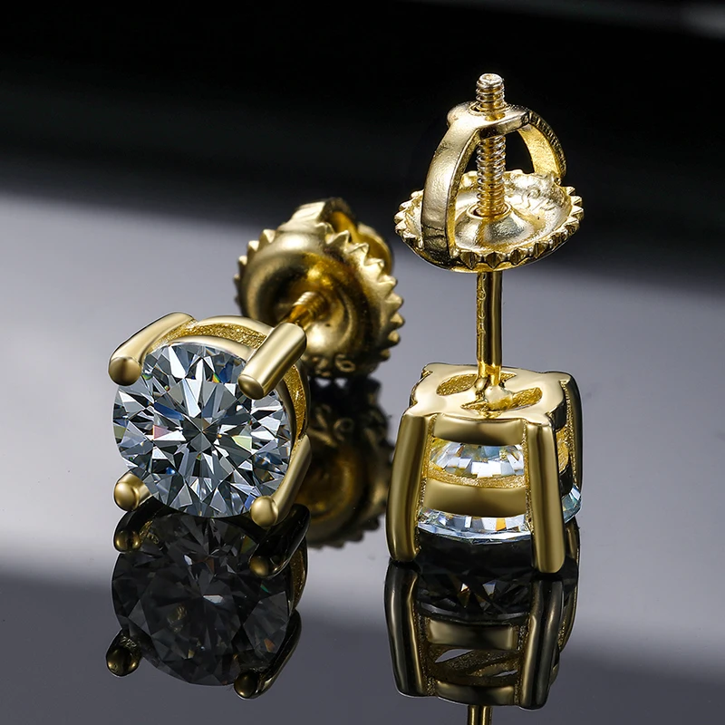 6мм карат муассанит серьги Женские 14 к позолотой из серебра 925 пробы | Украшения и