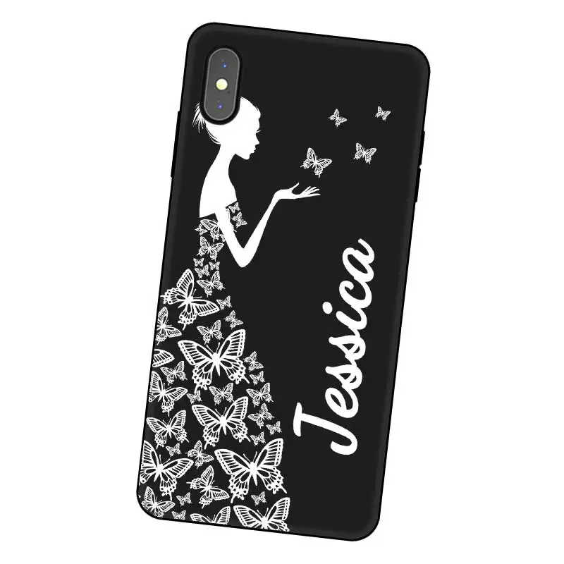 Модный цветок подарок на заказ DIY Имя текст черный Мягкий ТПУ силиконовый чехол