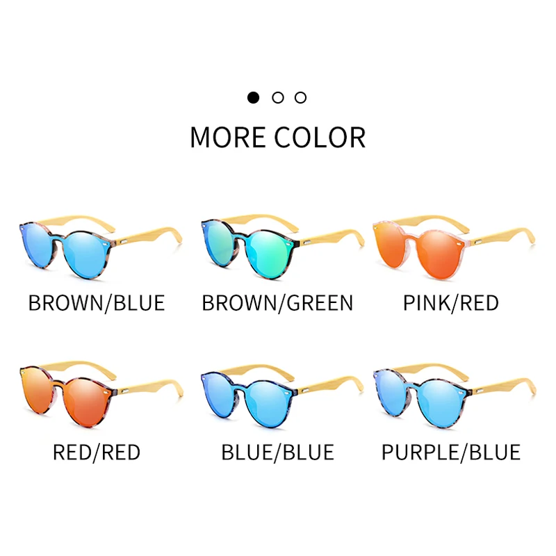 

CRSHR Vintage Sunglasses For Women Fashion Colorful Frame&Lenses Real BANBOO Arms Personalized Design Goggle Glasses UV400