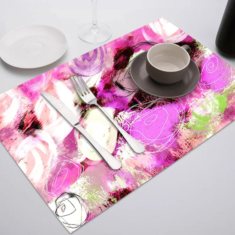 PC1988 Fuwatacchi Coffee Place Mat Linen Ramadan Dining Table Placemat Tableware Fiber Pad Coaster Eid Party Supplies Table Placemats - Цвет: PC1988