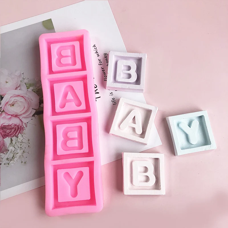 

baby Square letter chocolate flip silicone mold cake decoration baking tool drop glue plaster moulds candle mold resin mold