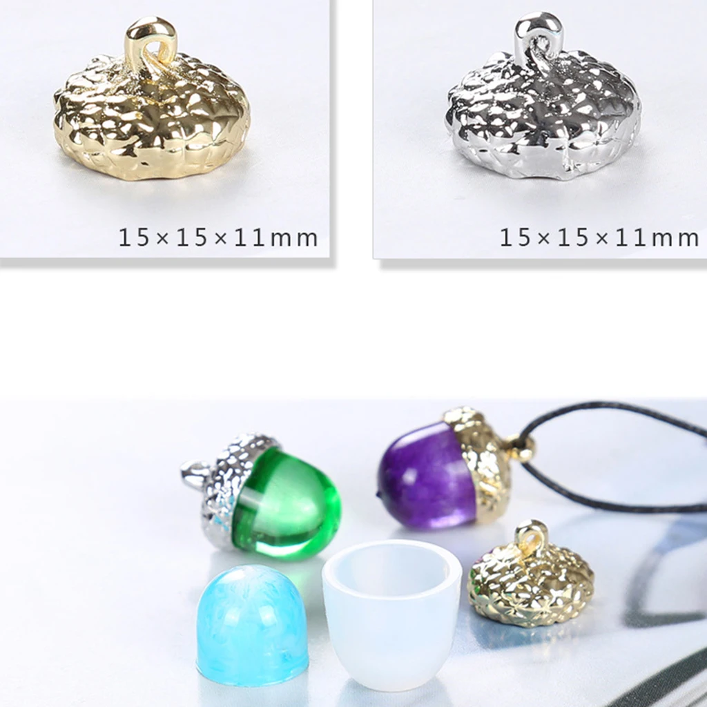Silicone Jewelry Mold Pendant Mould &amp Silver Bead End Caps DIY Acorn Charm | Дом и сад