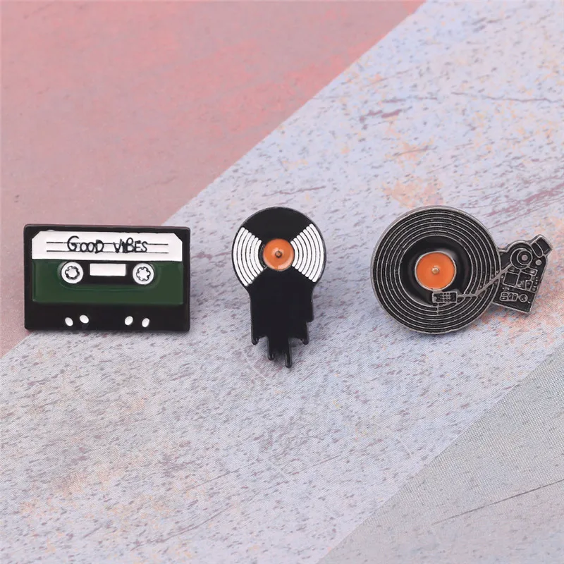 Панк музыка влюбленные Эмаль Булавка хороший vibes Лента DJ Виниловый проигрыватель