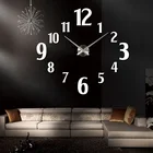 Стильные Простые Акриловые зеркальные часы для гостиной, большие настенные часы сделай сам, настенные 3d-часы с наклейками, креативные настенные часы, украшения для дома