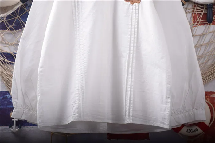 

Japan Style Mori Girl Cute Bear Embroidery Blouse Organ Pleats Peter Pan Collar Cotton White Shirts Women