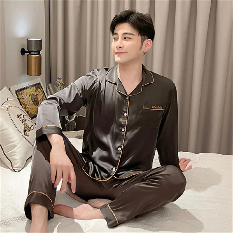 (Tops + Pants) Men's Pure Cotton Short Sleeve Pajamas Suit Casual Fashion Printed Loose Thin Lapel Cardigan Home Service 2021