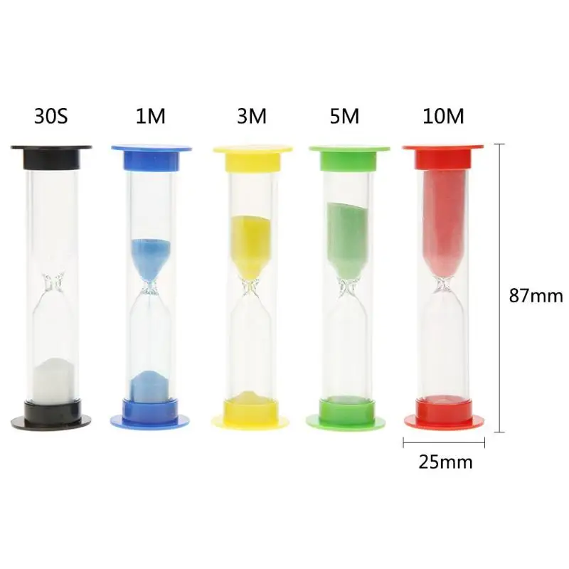 

5pcs 30s/1min/3min/5min/10min Hourglass Sandglass Kid Toy Sand Clock Timers