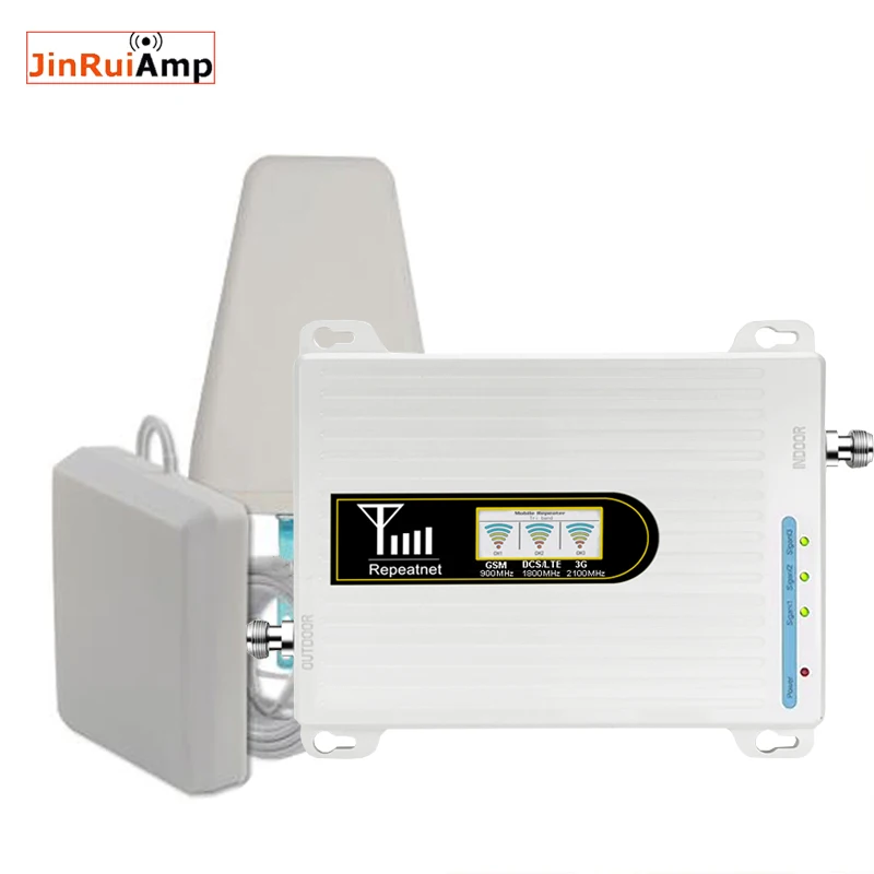Трехдиапазонный усилитель сотового сигнала с ЖК дисплеем GSM LTE 2G 3G 4G 900 МГц 1800 2100