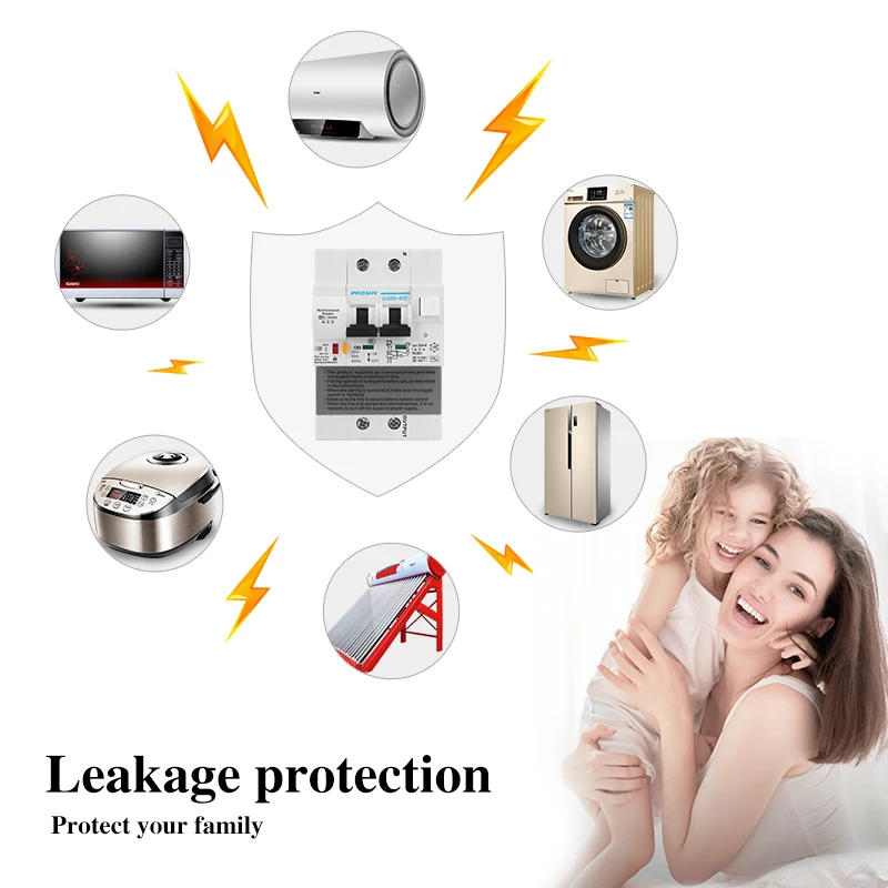 Wifi Smart RCBO выключатель остаточного тока с контролем энергии совместим с Alexa, Google Home для умного дома RS485