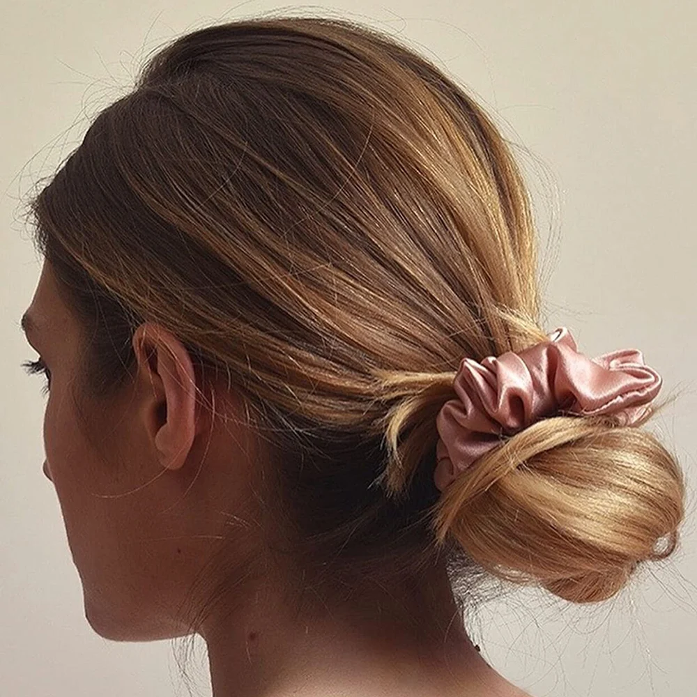 8 шт. атласные шелковые Однотонные резинки для волос эластичные женские