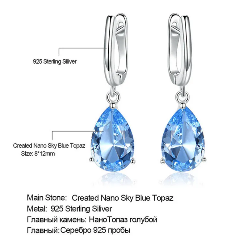 

Real 925 Sterling Silver Created Sapphire Clip Earrings for Women Blue Gemstone Wedding Earrings Fine Jewelry Anniversary Gifts