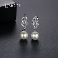 umode new crystal cz drop earrings for women dangle earring with pearl hanging wedding vintage jewelry christmas gifts ue0793