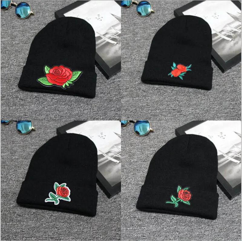 Зимние теплые шляпы для взрослых персонализированные вышитые розы имя Вязаная