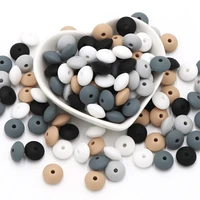 joepada 100pcslot lentil beads 12mm pearl food grade silicone teether diy baby teething necklace accessories bpa free