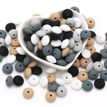 Joepada – anneau de dentition en Silicone, 100 pièces/lot, perles lentilles de 12mm, qualité alimentaire, DIY bébé, collier de dentition, accessoires sans BPA