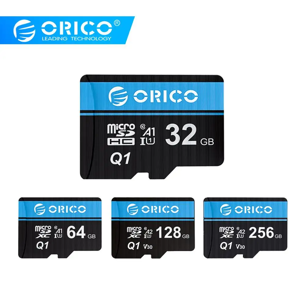 ORICO Micro sd карта, карта памяти Micro sd 256 ГБ 128 Гб 64 Гб оперативной памяти, 32 Гб встроенной памяти, 80 МБ/с. TF карта Автомобильный микро sd карты Class10 флеш-карты памяти tf-карты до 32 Гб
