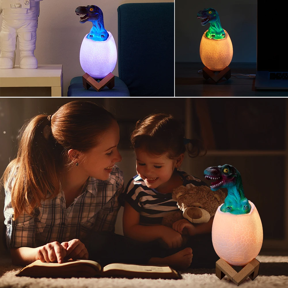 

3D Dinosaur Smart Lamp Touch Sensor Night Light T Rex LED Lamp Toys 16Color Stand Bracket Remote Control USB Charging Cable