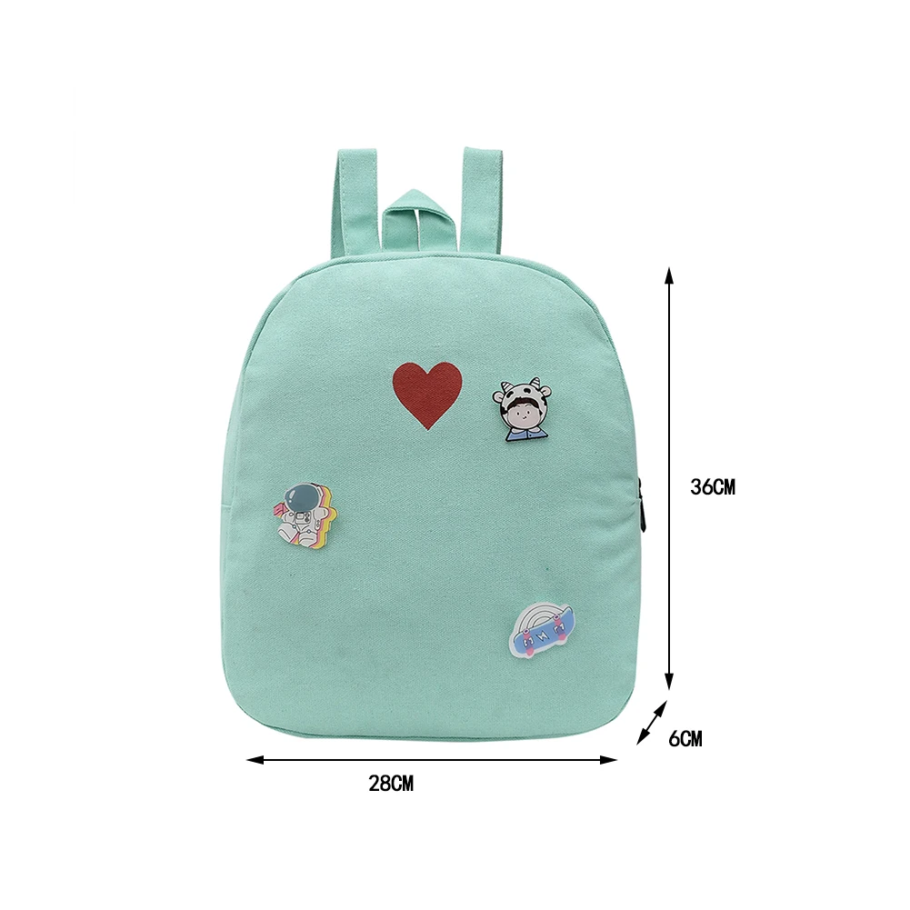 

Women Backpack Canvas Love Heart Print Backpacks Preppy Style Students Girls School Book Bag Large Capacity Travel Bag mochila