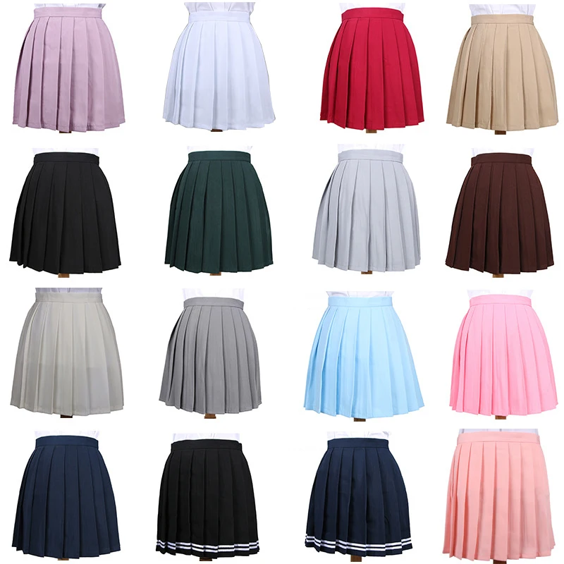 

Women's Skirts Ladies Kawaii Pleated Cos Macarons Solid Color High Waist Skirt Female Korean Harajuku Clothing For Women Casual