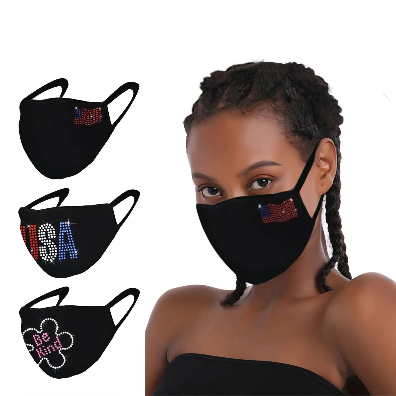 4 шт./партия маски для лица с принтом