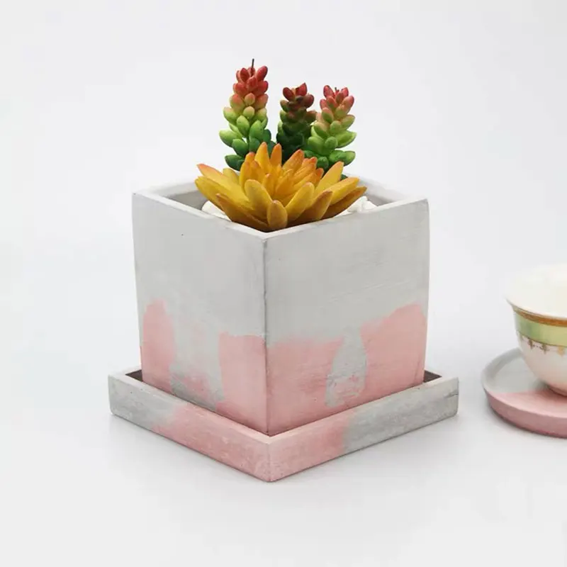 Diy бетона в виде геометрических фигур горшок для растений силиконовая форма 2