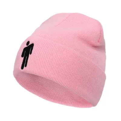 Billie Eilish Beanie, 15 цветов, вязаная зимняя шапка, одноцветная, в стиле хип-хоп, вязанная шапка Skullies, шапка, аксессуар для костюма, подарки, теплая зимняя шапка - Цвет: Розовый