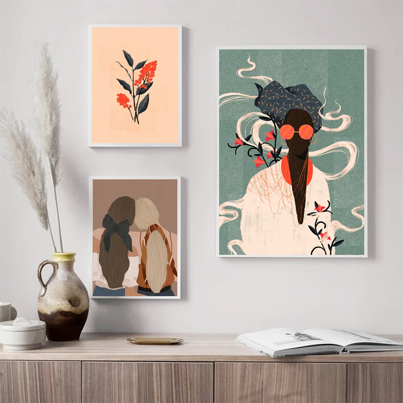 

Abstract Girl Vintage Scandinavian Wall Art Canvas Painting Nordic Posters And Prints Wall Pictures For Living Room Decor Unfram