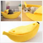 Забавный домик для кошачьего туалета в виде банана, милый уютный коврик для кошек, кровать, теплая прочная переносная корзина для домашних животных, собачья Подушка, товары разных цветов
