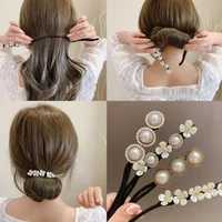 girls hair ties rope scrunchies pearl shell flower headband elastic rubber band hairband casual hair accessories artifact